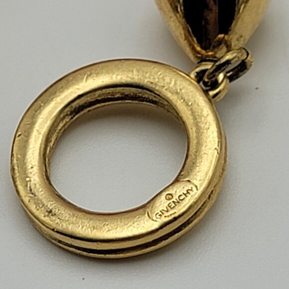 Givenchy Gold Tone Cream Faux Pearl Beaded Necklace 31" Toggle Clasp - Picture 8 of 9